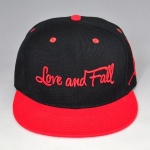 black and red embroidery snapback cap